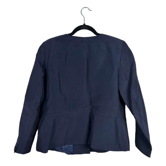Talbots Woman Size 12W Blazer Jacket Silk Cotton Blend Lined Navy Blue BRAND NEW - Picture 4 of 10